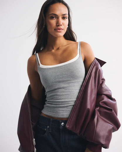 Aurora Double-Layered Cami Heather Grey