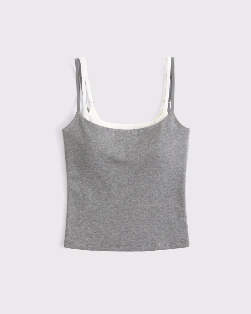 Aurora Double-Layered Cami Heather Grey detail