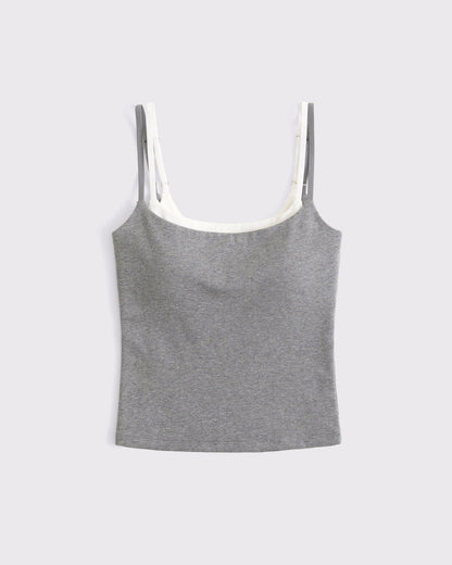 Aurora Double-Layered Cami Heather Grey detail