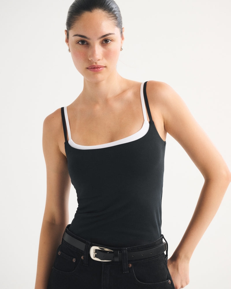 Aurora Double-Layered Cami Black