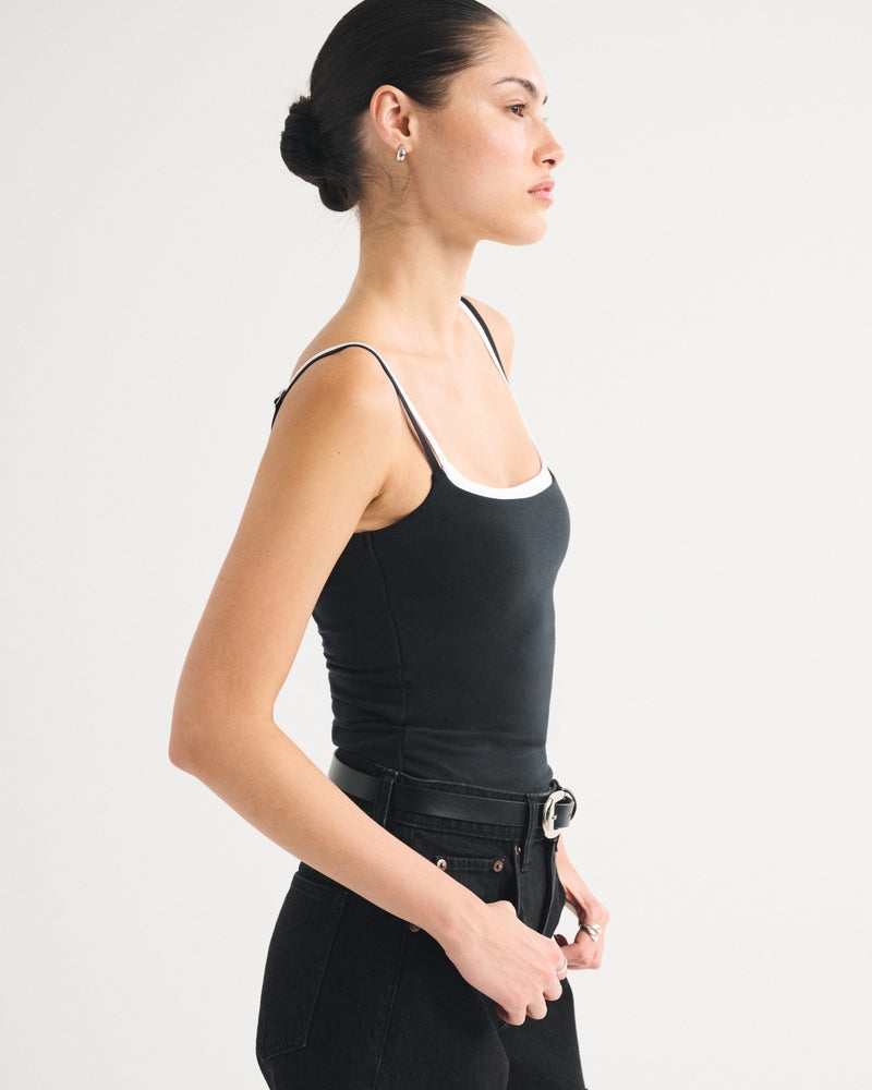 Aurora Double-Layered Cami Black